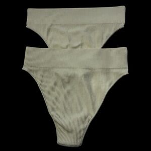 SKIMS Stretch Rib Thongs NEW Lot of 2 Bone L/XL